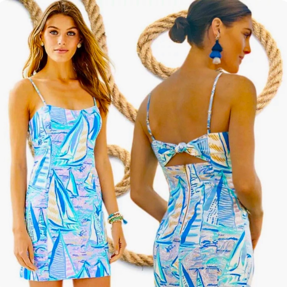 Lilly Pulitzer Shelli Stretch Aboat Time Spaghetti Shift Dress
